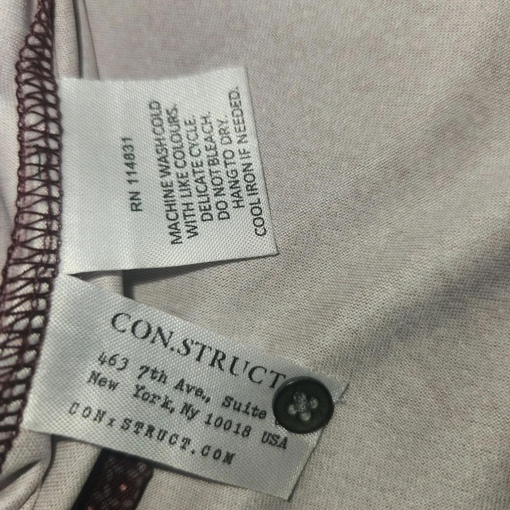 Con.Struct Dot Print Henley Shirt Slim Fit Long Sleeve‎ Burgundy Size L